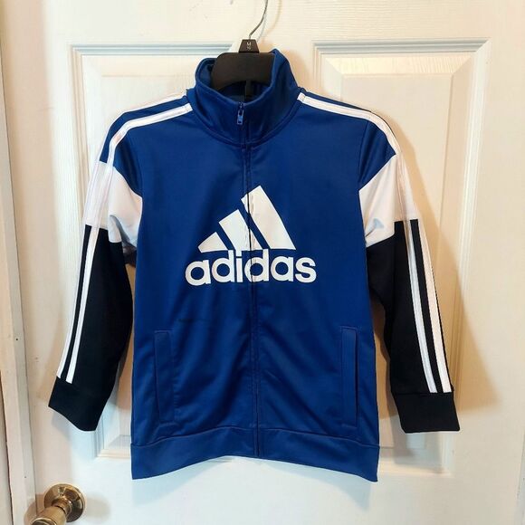 adidas Other - Adidas Full Zip Up Lightweight Jacket Boys 7 Blue Black White